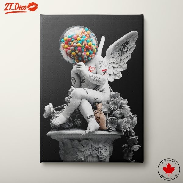 Modern Angel Sculpture with Gumball Head