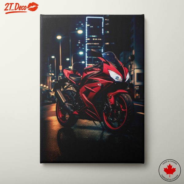 Stunning Red Motorcycle Urban Night Scene