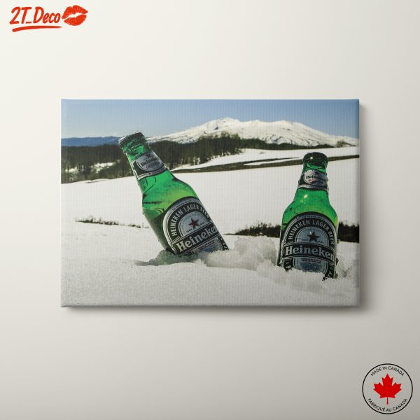 Heineken Bottles in Snowy Landscape