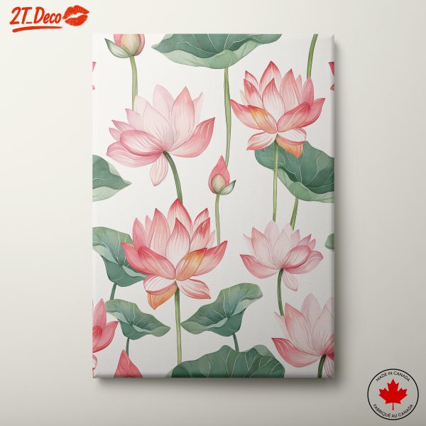 Pink Lotus Flowers and Leaf Art