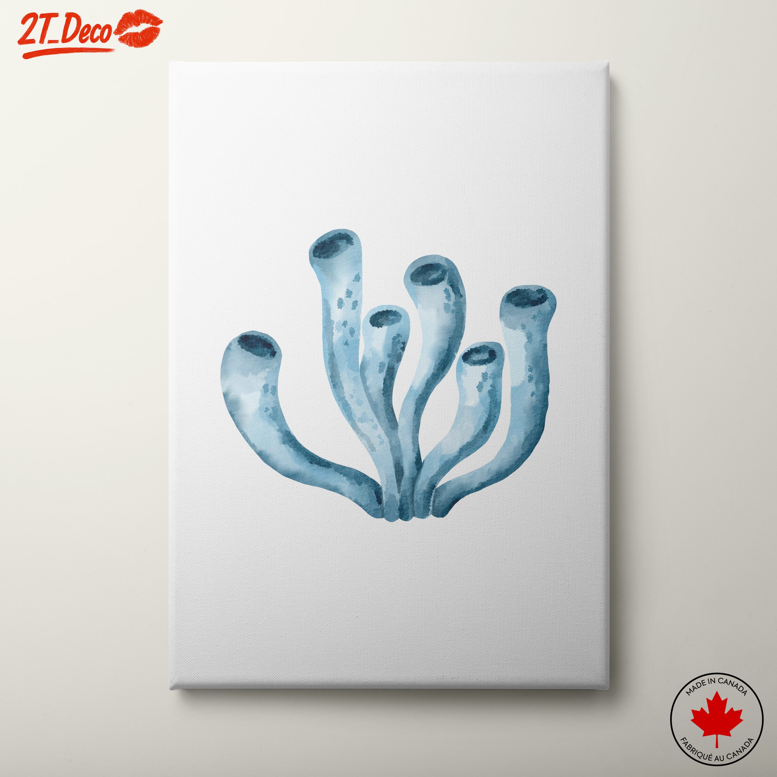 Watercolor Blue Aquatic Plant Art