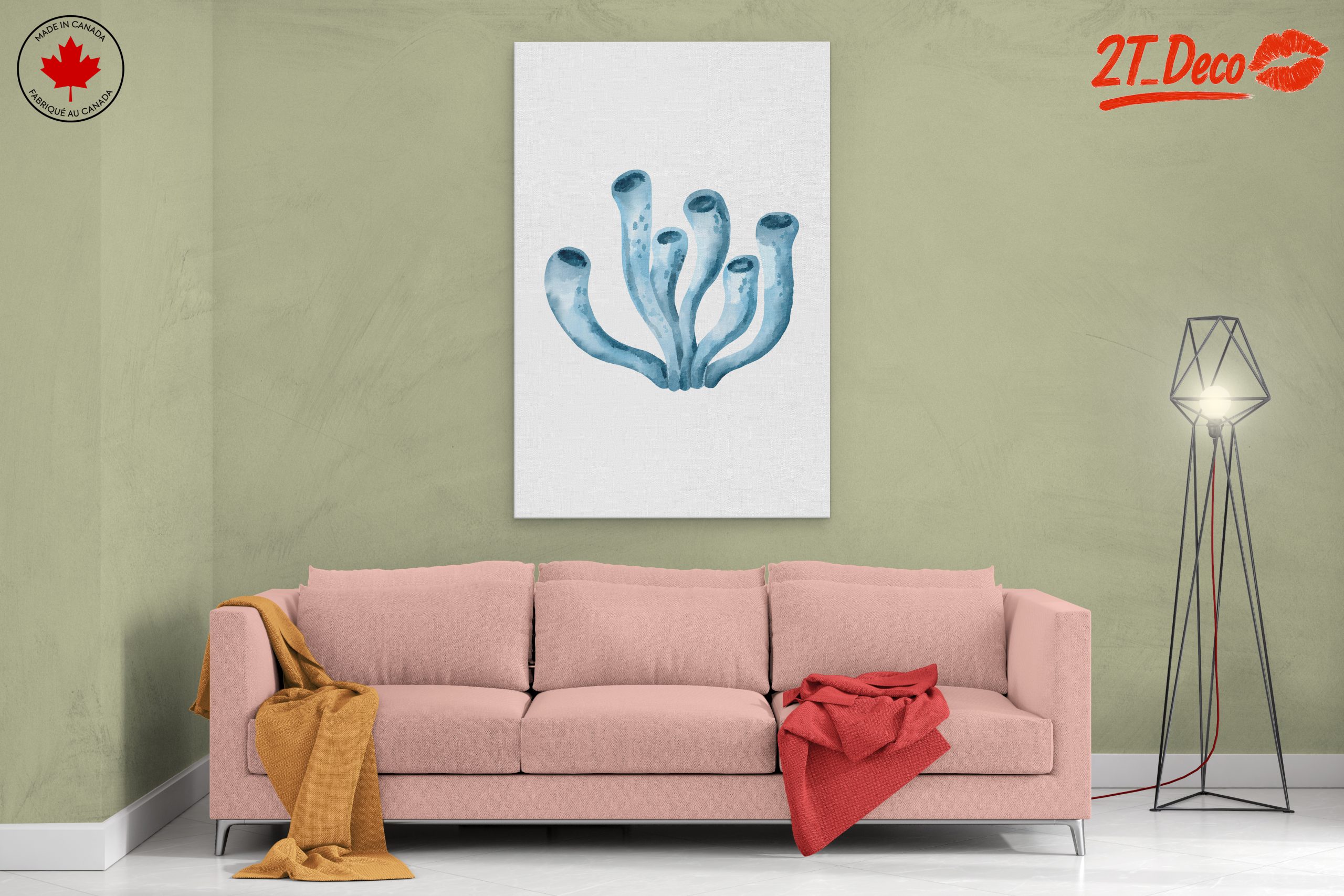 Watercolor Blue Aquatic Plant Art - Image 2