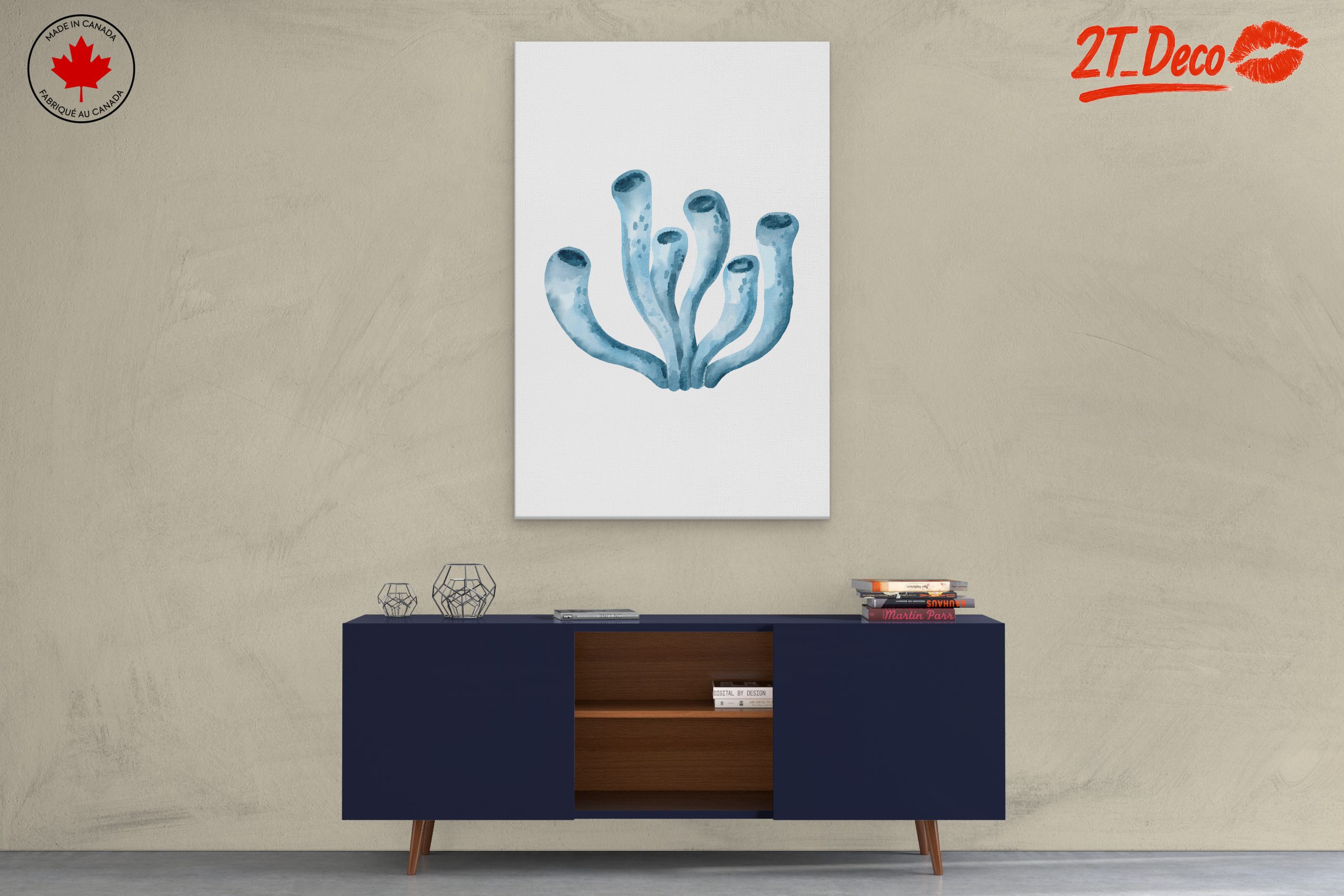 Watercolor Blue Aquatic Plant Art - Image 3
