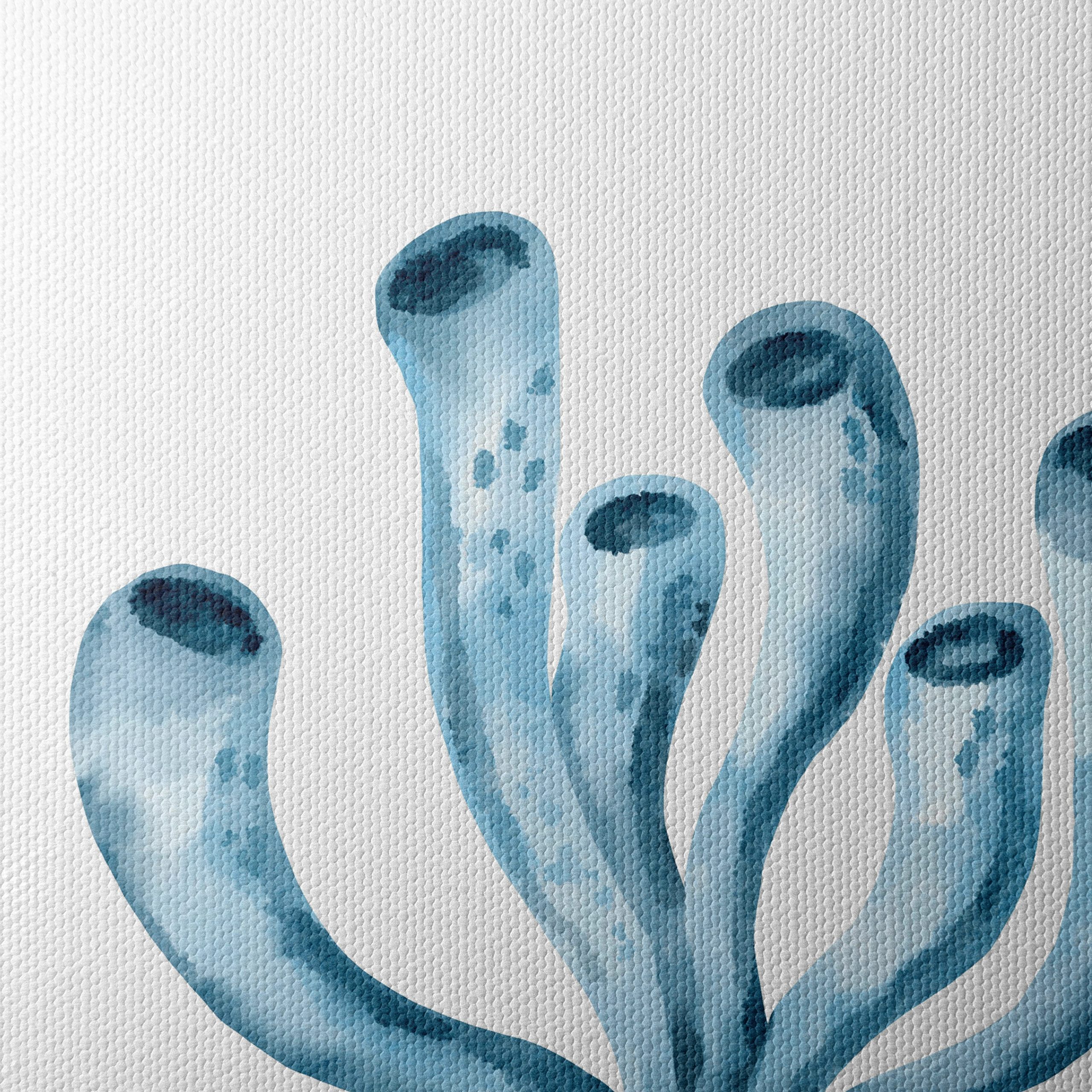 Watercolor Blue Aquatic Plant Art - Image 4