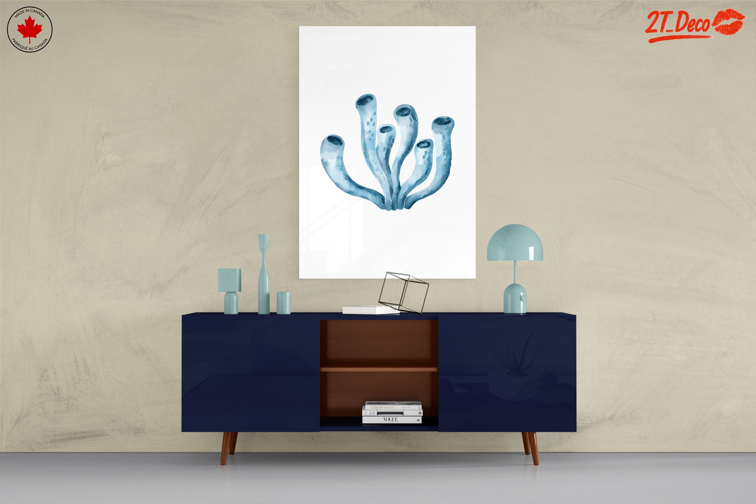 Watercolor Blue Aquatic Plant Art - Image 8