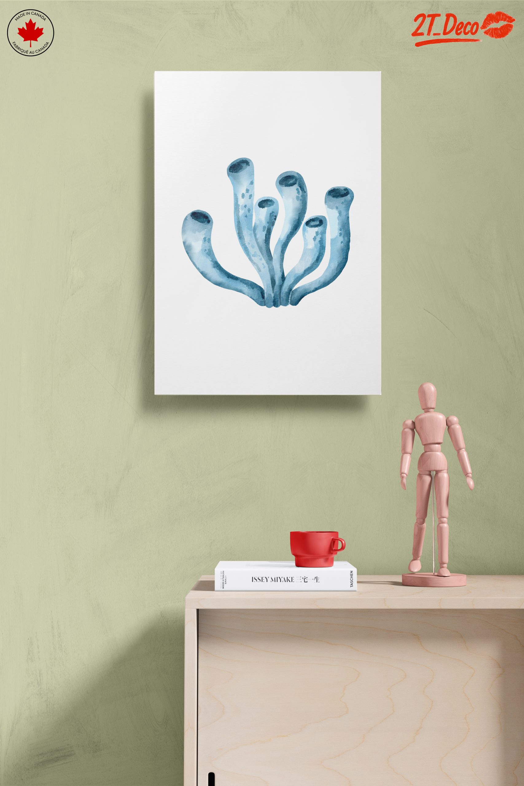 Watercolor Blue Aquatic Plant Art - Image 14