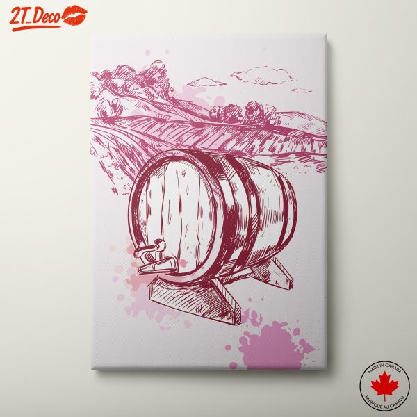 Stylized Wine Barrel Artwork with Landscape