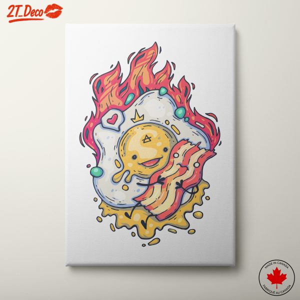 Funny Doodle of a Happy Egg and Bacon