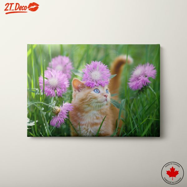 Cute Cat with Flowers Art