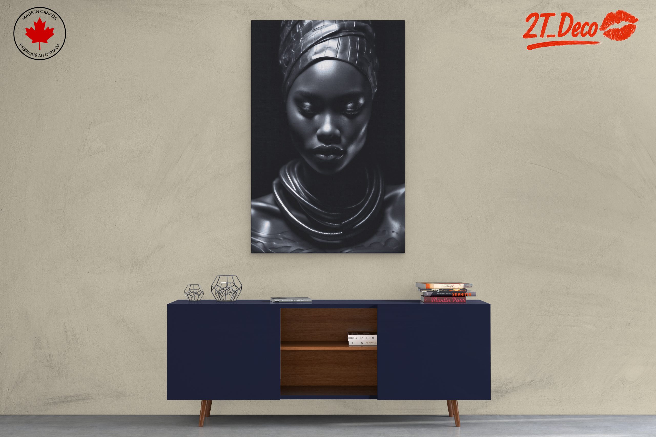 Stylized Afro Art Portrait in Dark Tones - Image 3