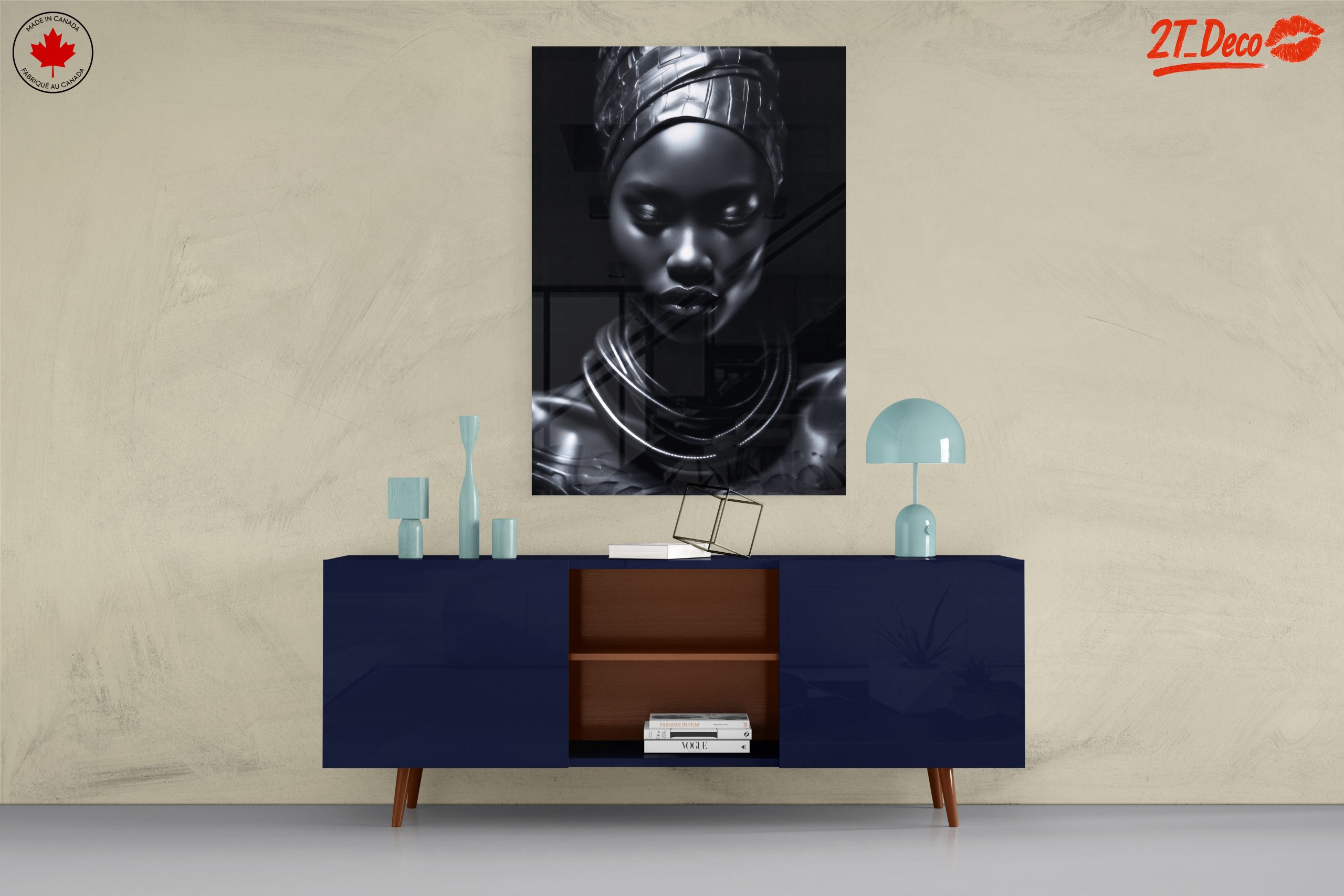 Stylized Afro Art Portrait in Dark Tones - Image 8