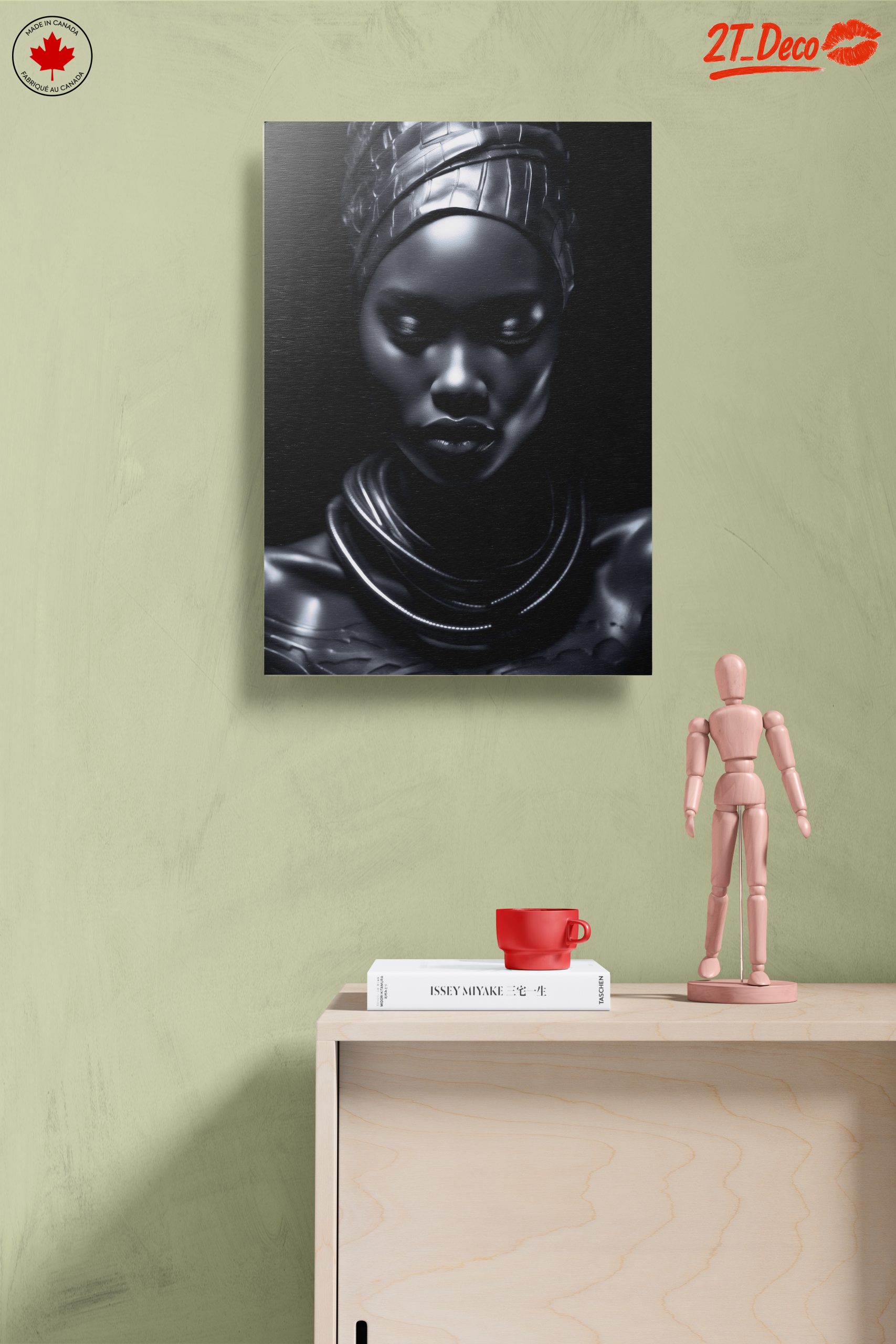 Stylized Afro Art Portrait in Dark Tones - Image 14