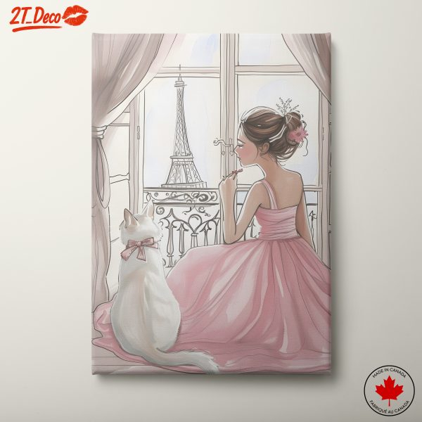 Elegant Anime Girl with Eiffel Tower