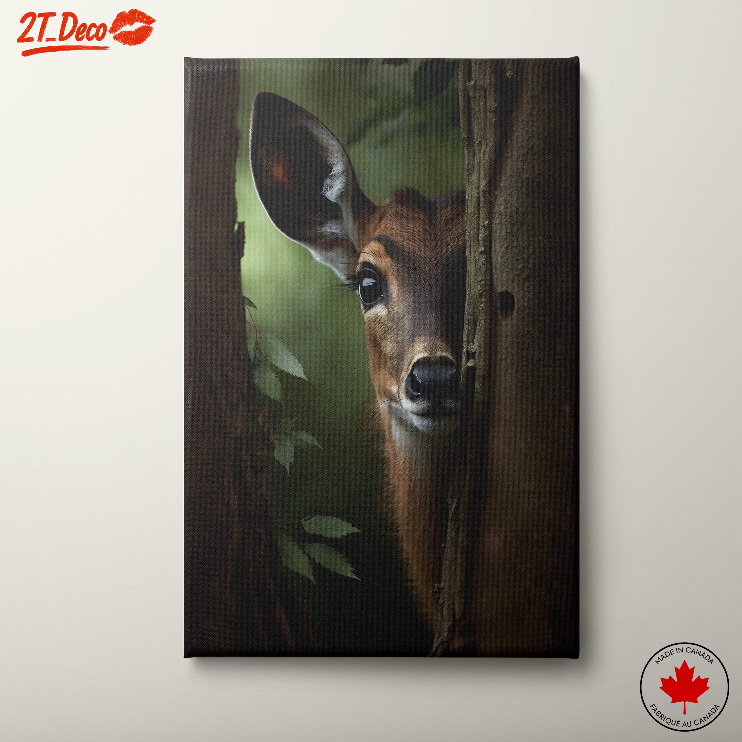 Deer Peeking Behind Tree
