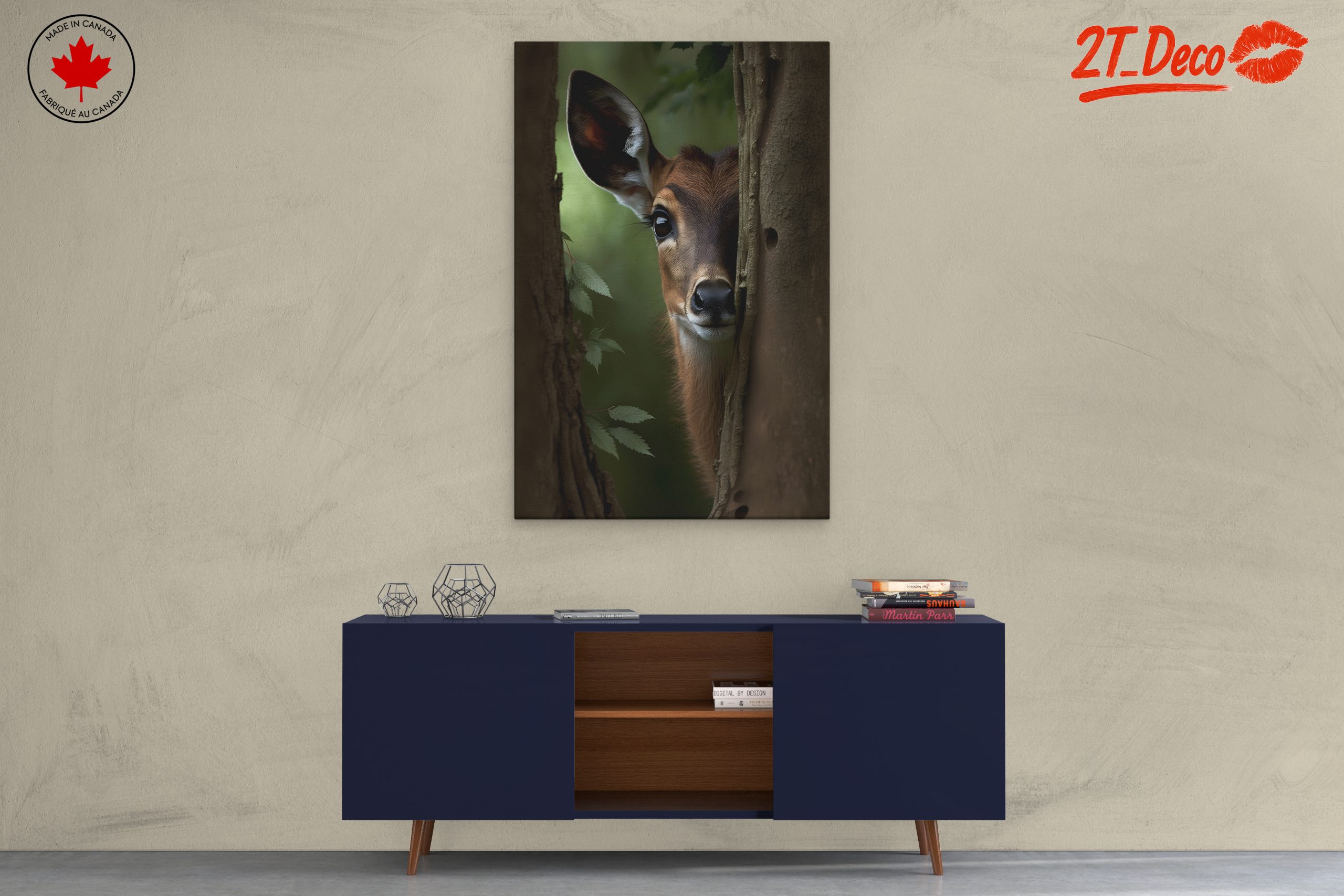 Deer Peeking Behind Tree - Image 3