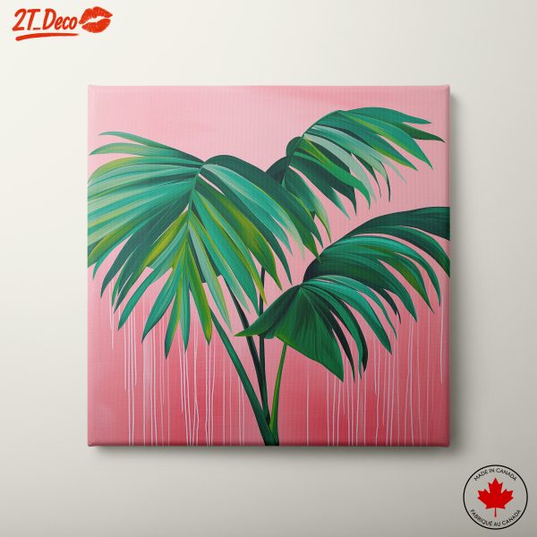 Tropical Leaves on Pink Background
