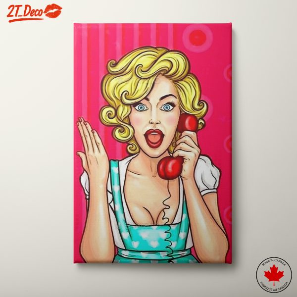 Surprised Woman with Retro Phone Art