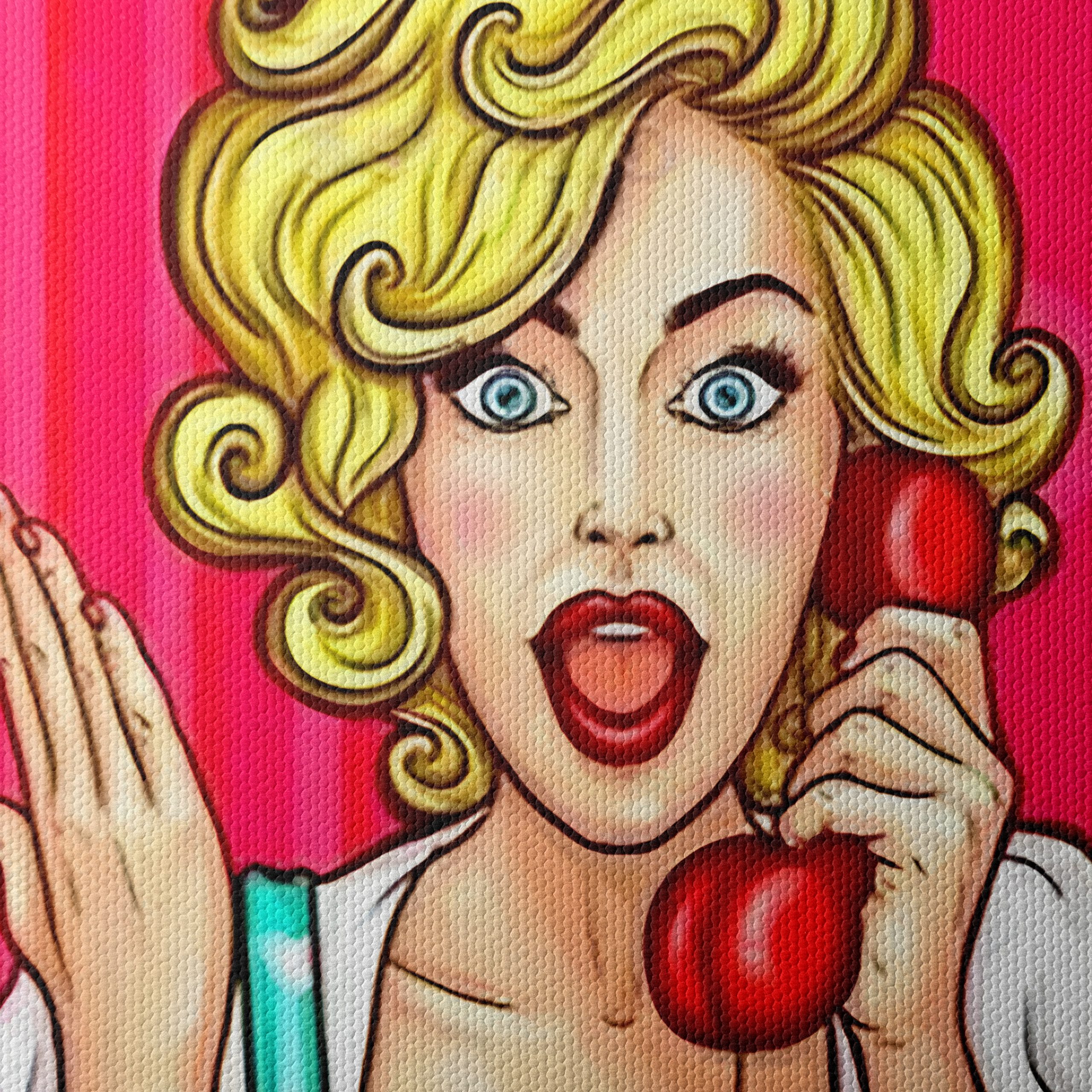 Surprised Woman with Retro Phone Art - Image 4