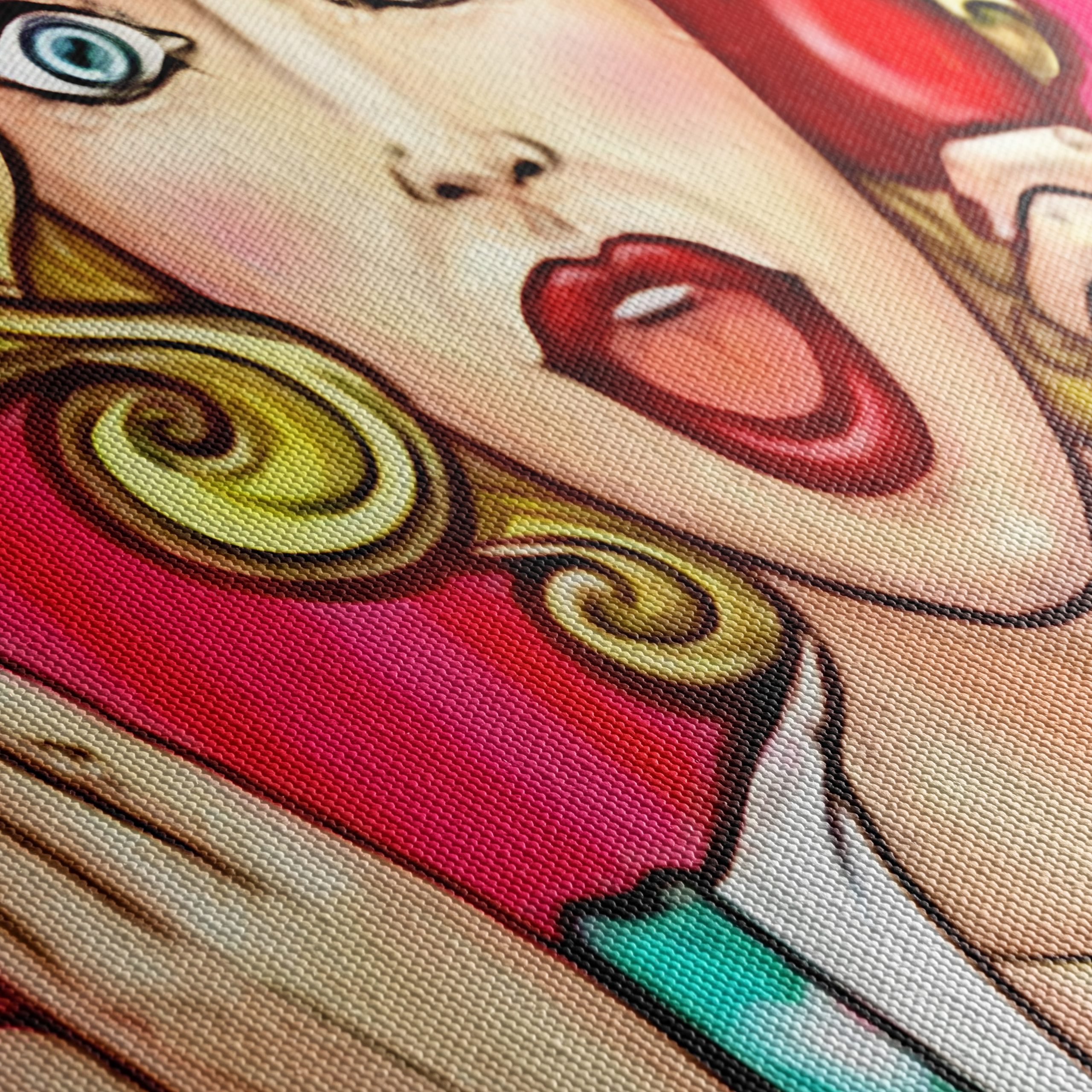 Surprised Woman with Retro Phone Art - Image 5
