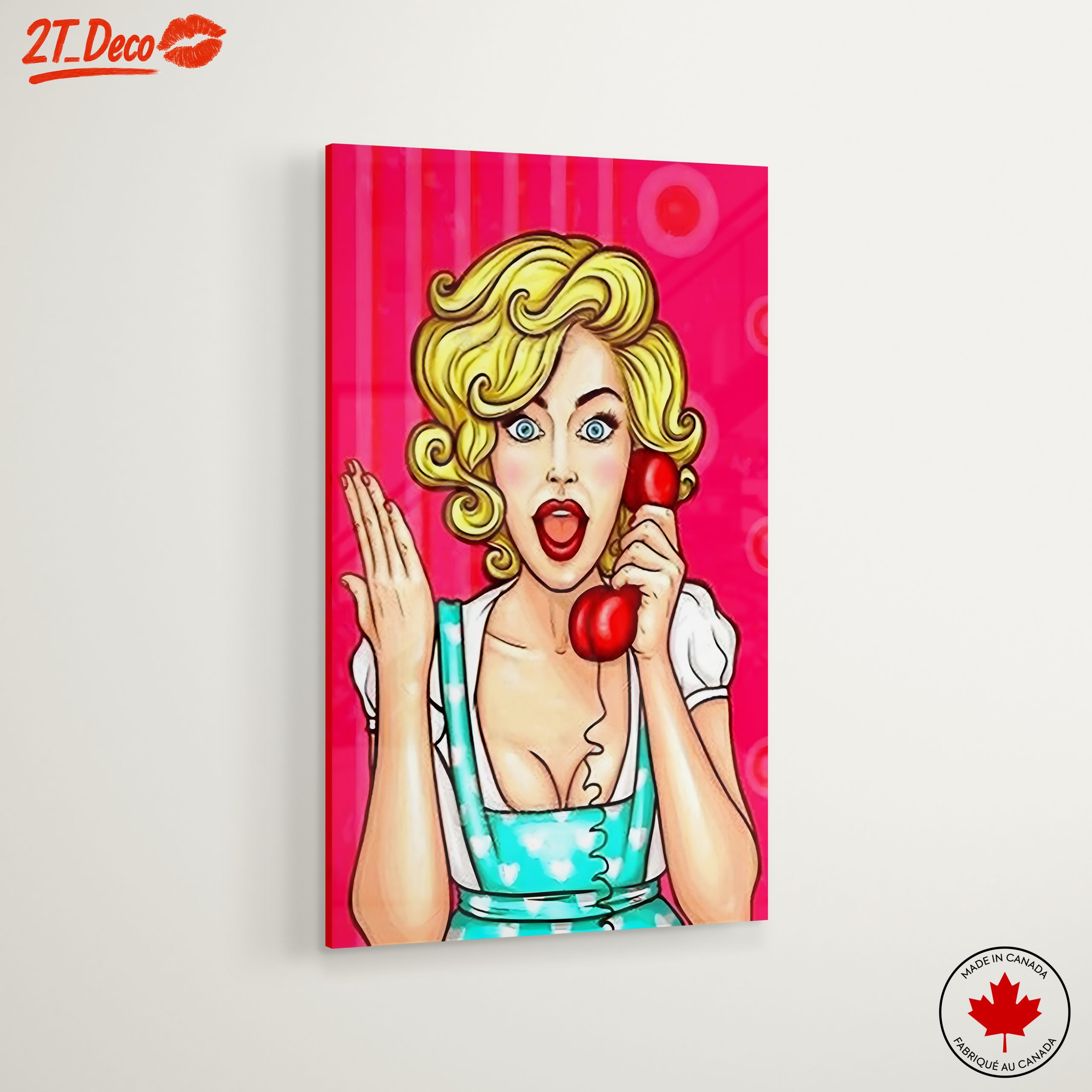 Surprised Woman with Retro Phone Art - Image 6