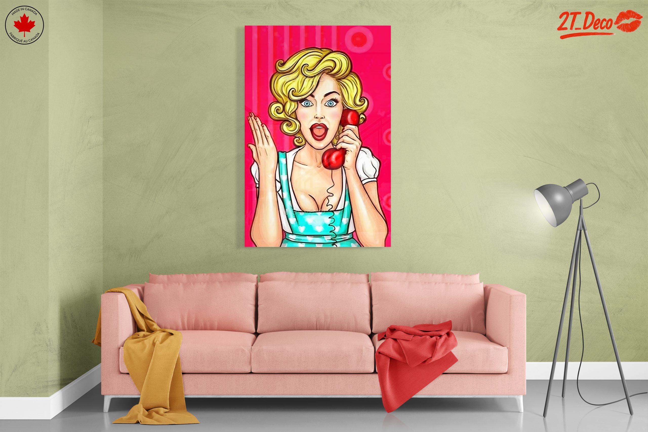 Surprised Woman with Retro Phone Art - Image 7