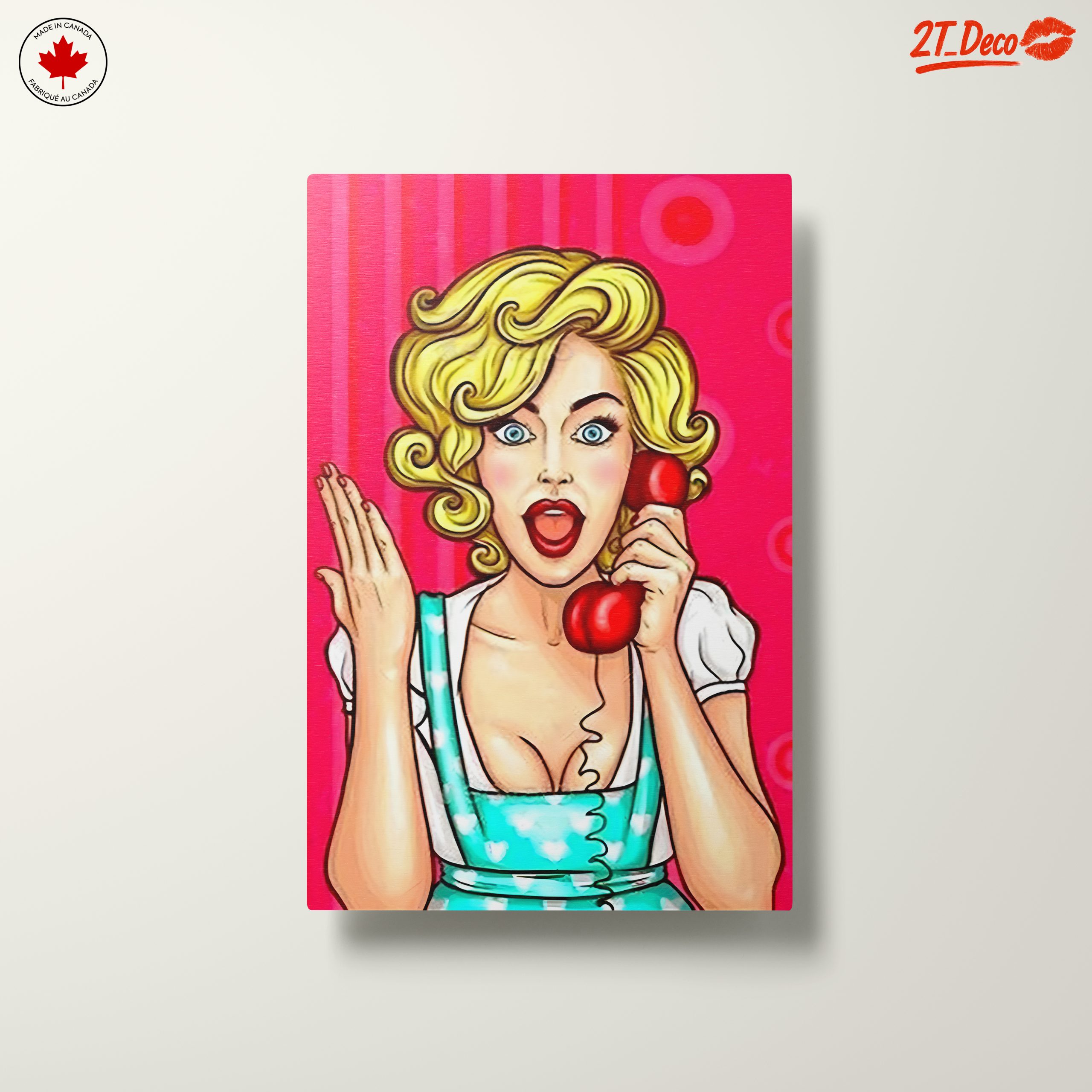 Surprised Woman with Retro Phone Art - Image 10
