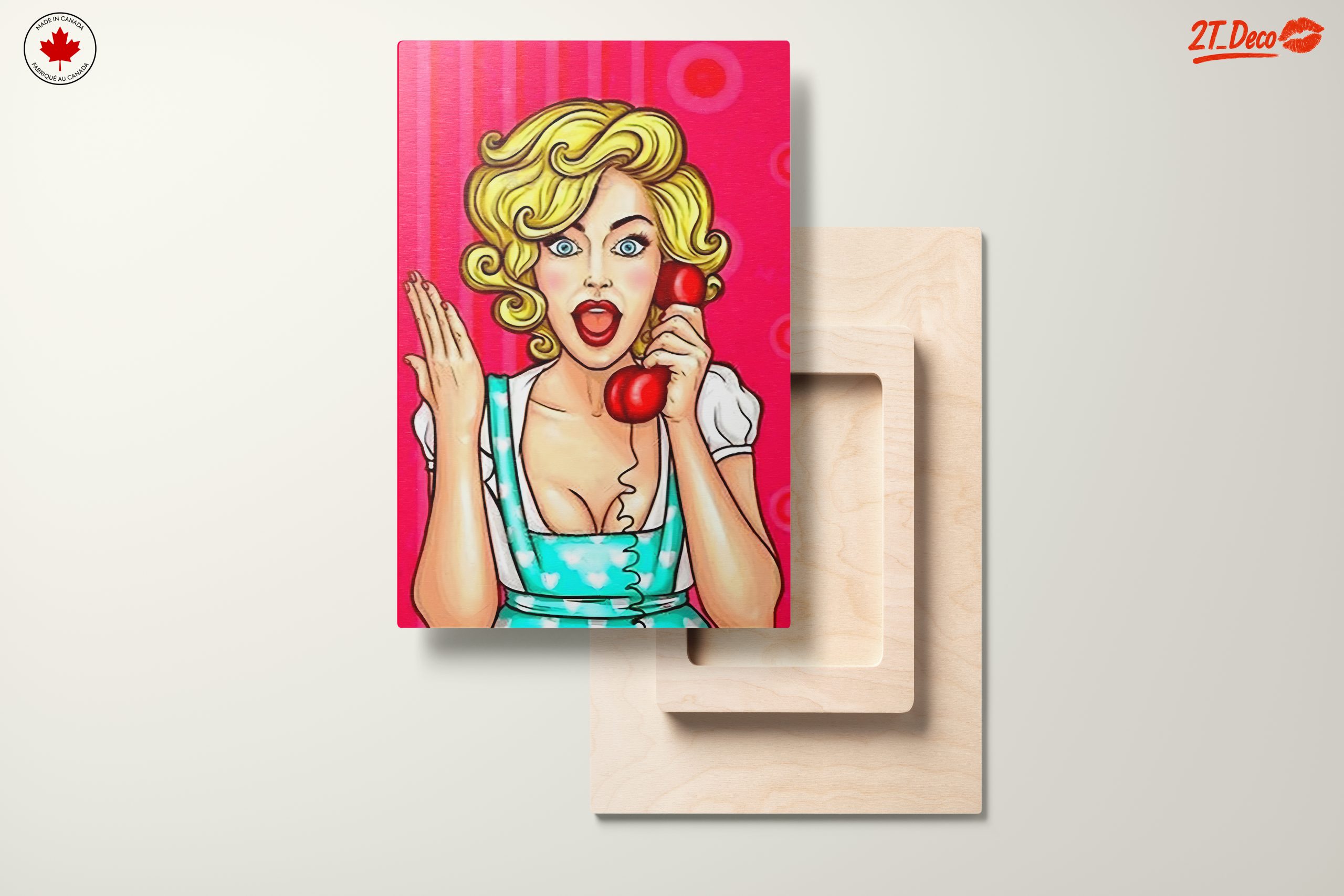 Surprised Woman with Retro Phone Art - Image 11