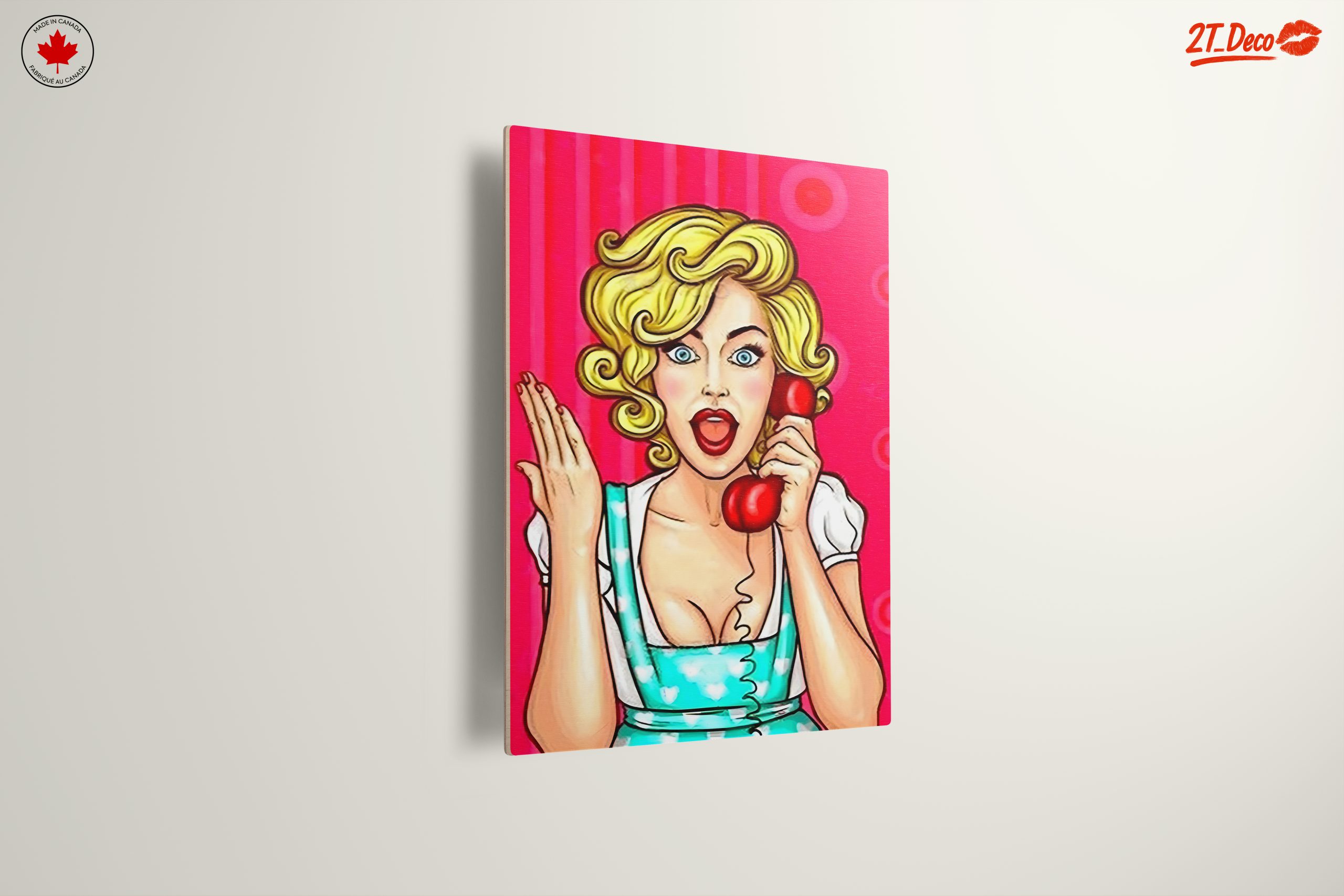 Surprised Woman with Retro Phone Art - Image 13