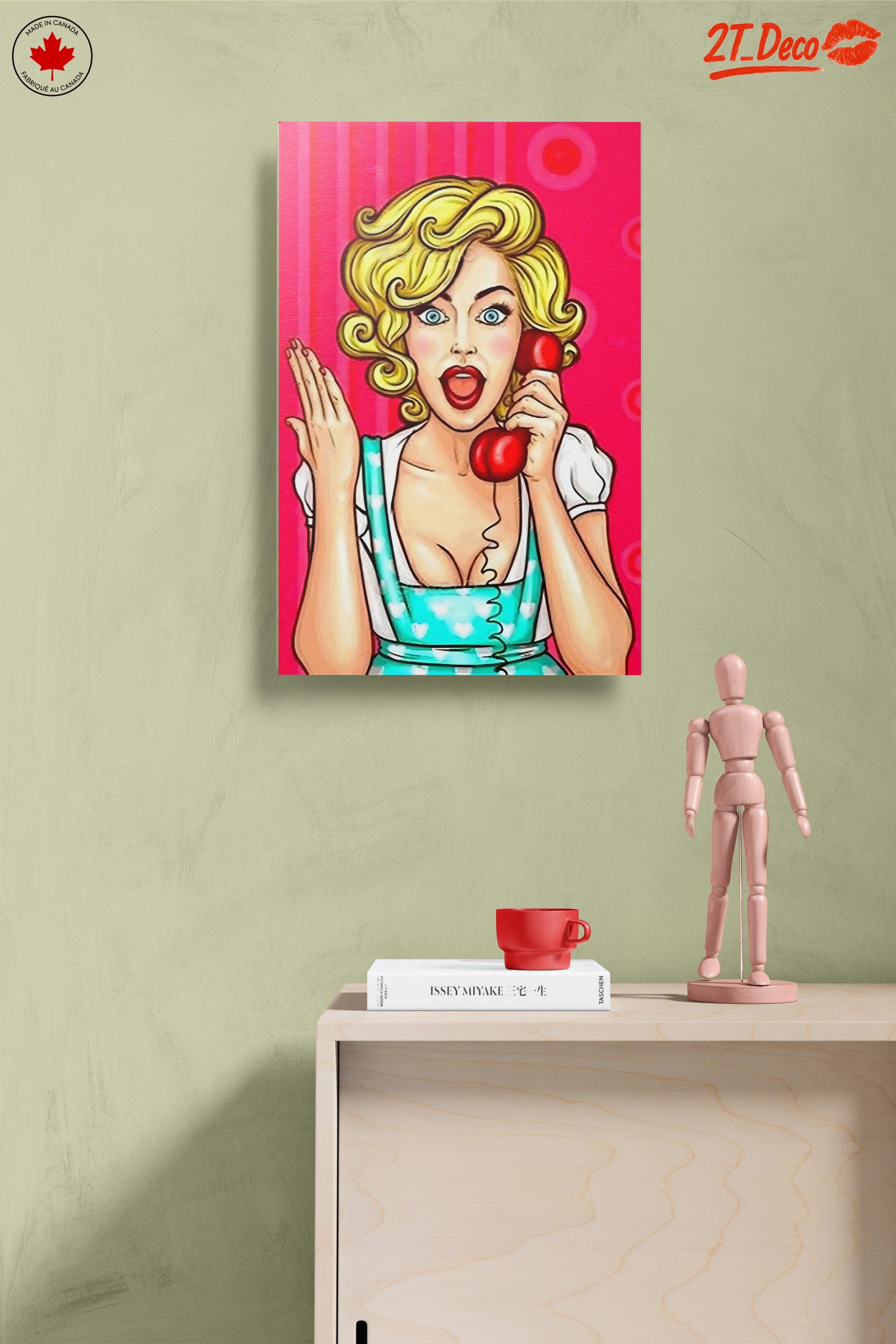 Surprised Woman with Retro Phone Art - Image 14