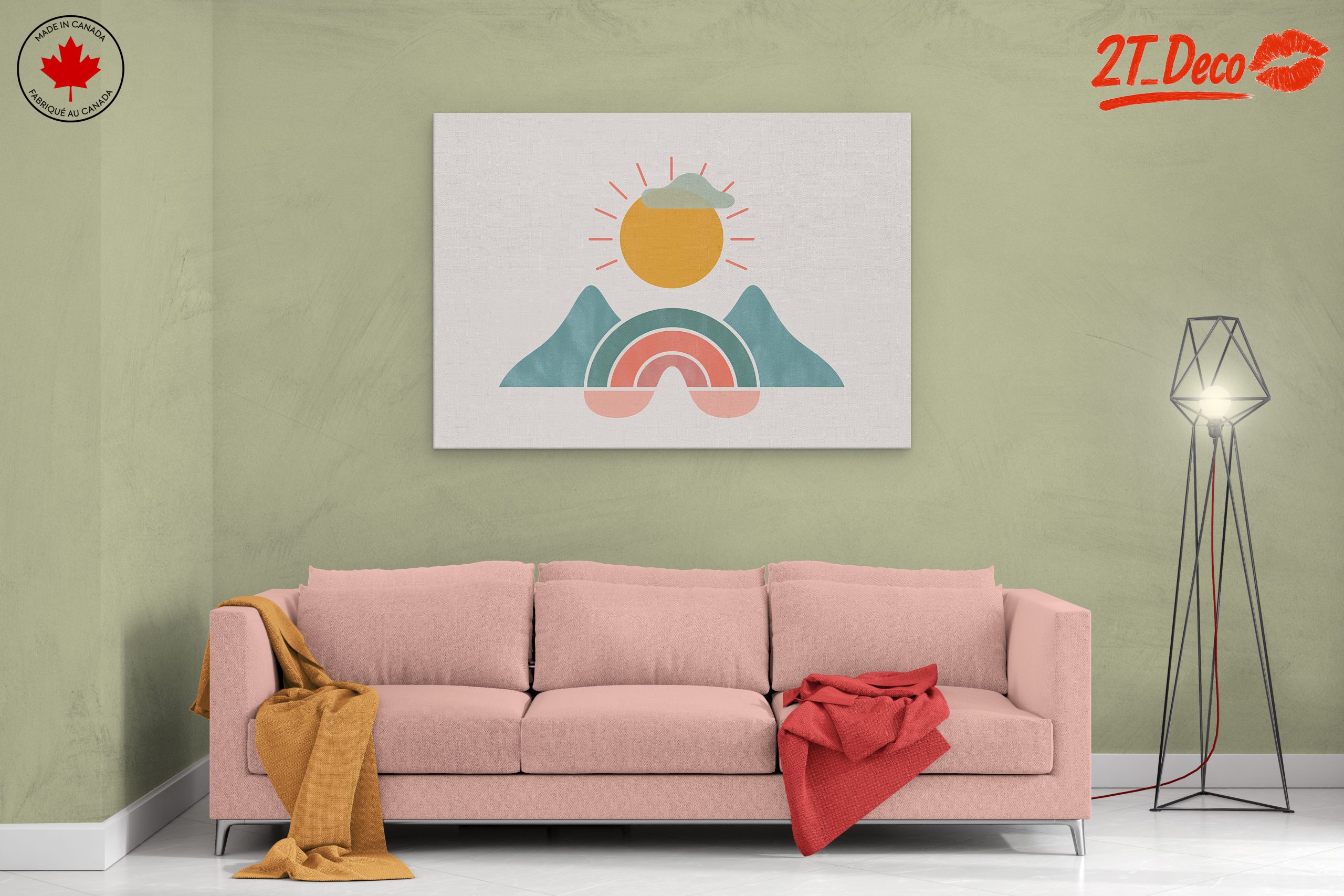 Colorful Abstract Landscape with Sun and Mountains - Image 2