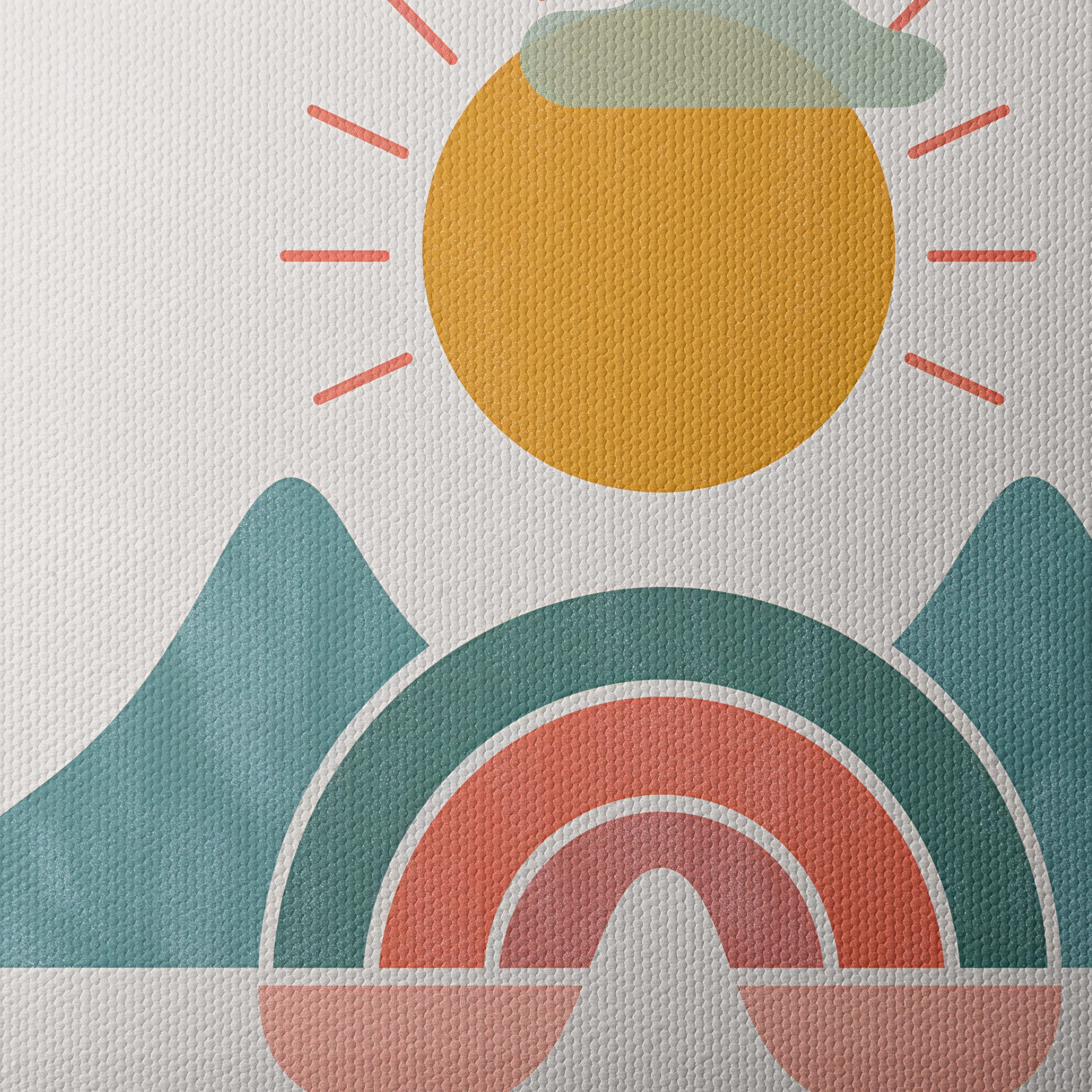 Colorful Abstract Landscape with Sun and Mountains - Image 4