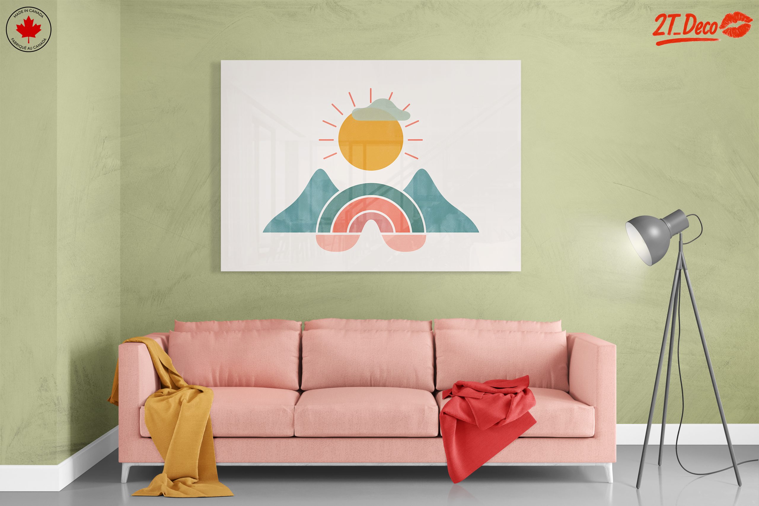 Colorful Abstract Landscape with Sun and Mountains - Image 7