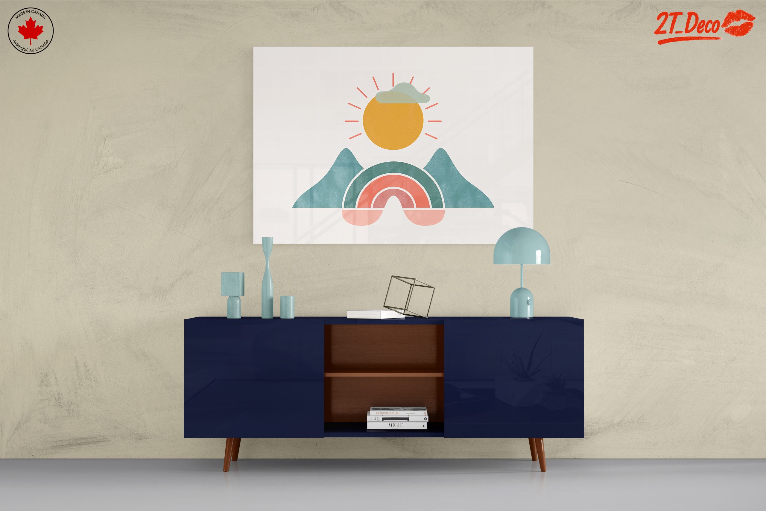 Colorful Abstract Landscape with Sun and Mountains - Image 8
