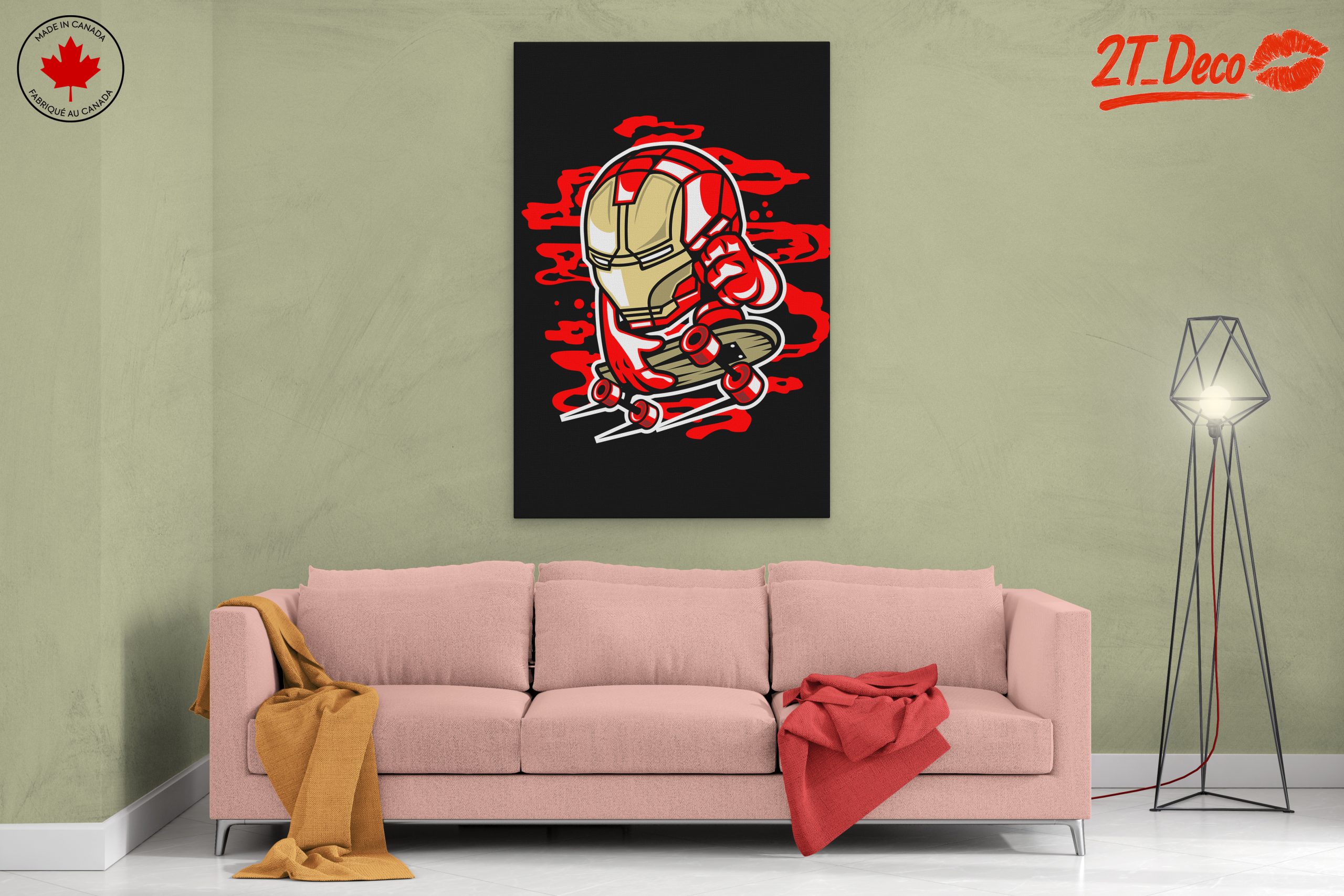 Stylized Iron Man Skateboarding Art - Image 2