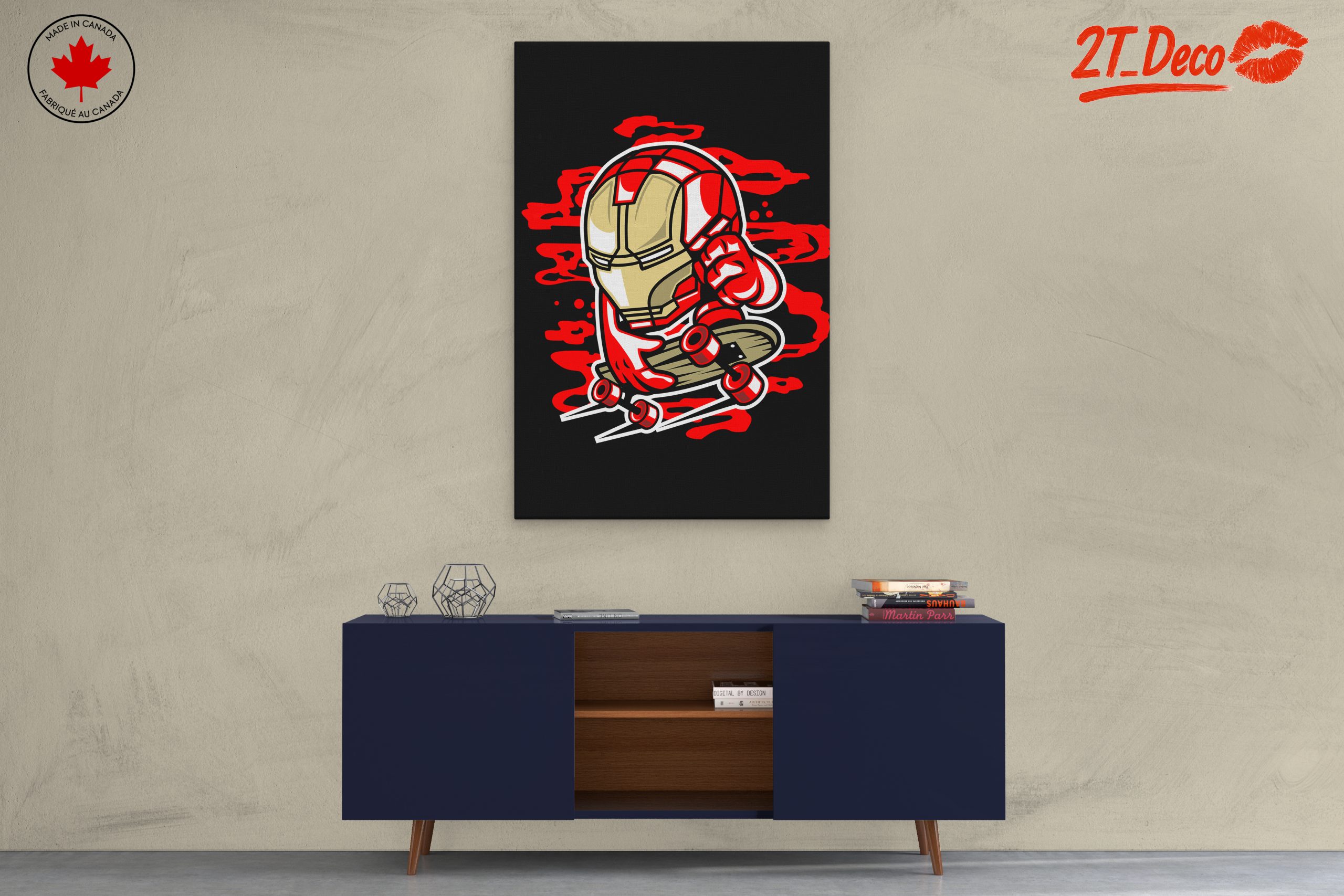 Stylized Iron Man Skateboarding Art - Image 3