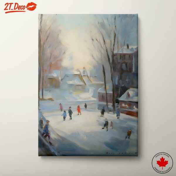 Charming Winter Landscape with Skating Children
