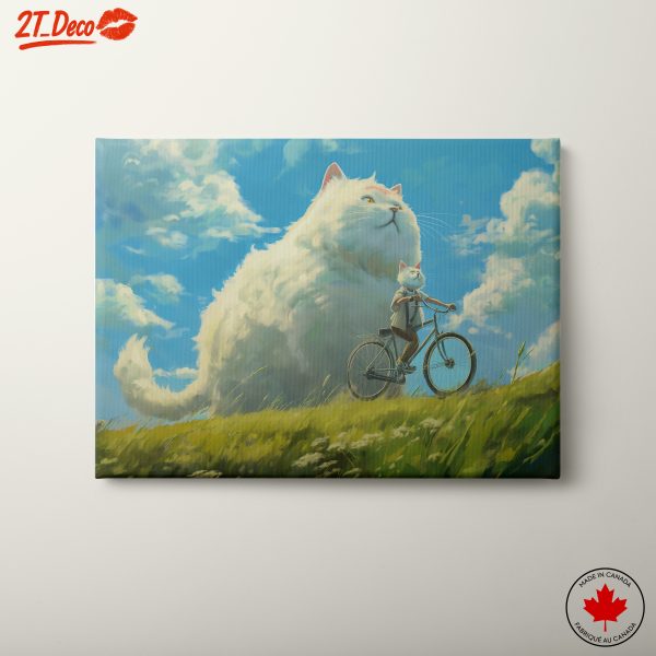 Whimsical Cat Riding Bicycle Art