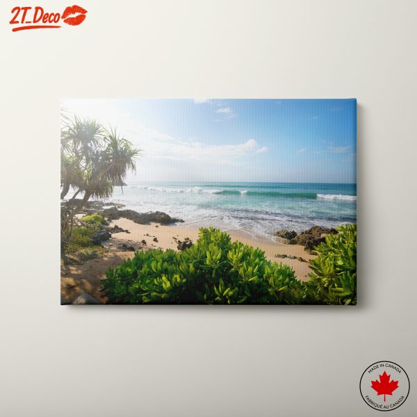 Stunning Beach Landscape with Waves and Palm Trees