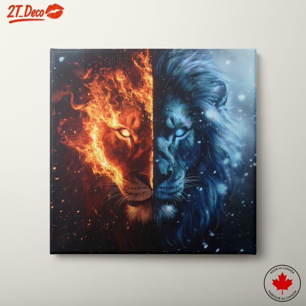 Fire and Ice Lions Artistic Wall Art