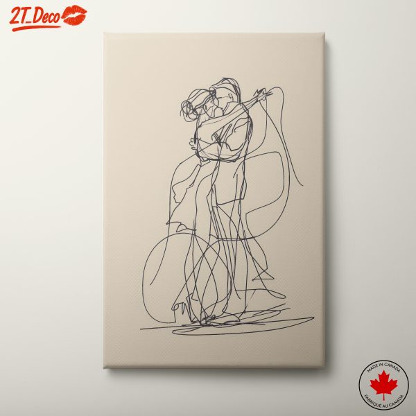 Minimalist Abstract Couple Embrace Art