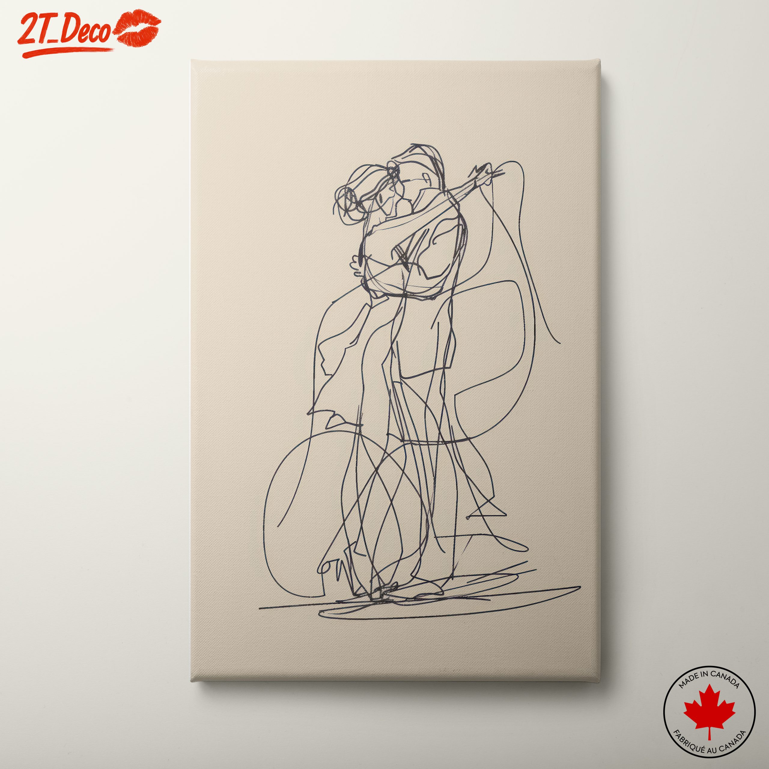 Minimalist Abstract Couple Embrace Art