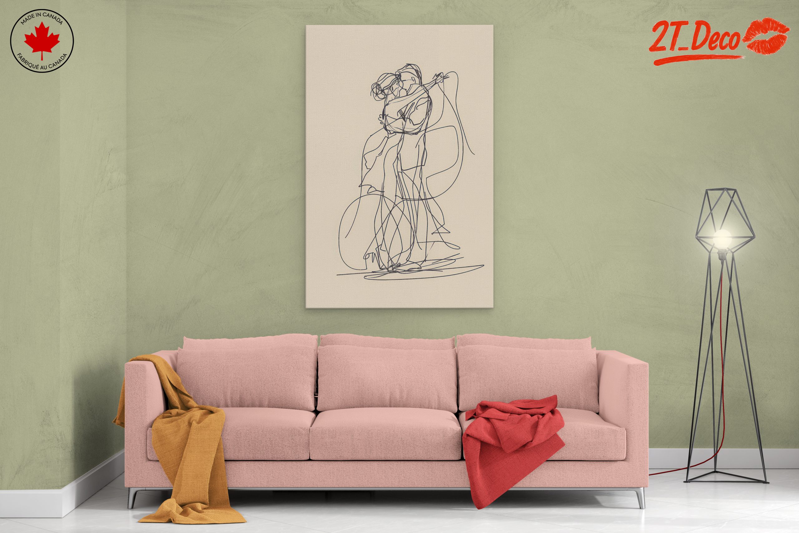 Minimalist Abstract Couple Embrace Art - Image 2