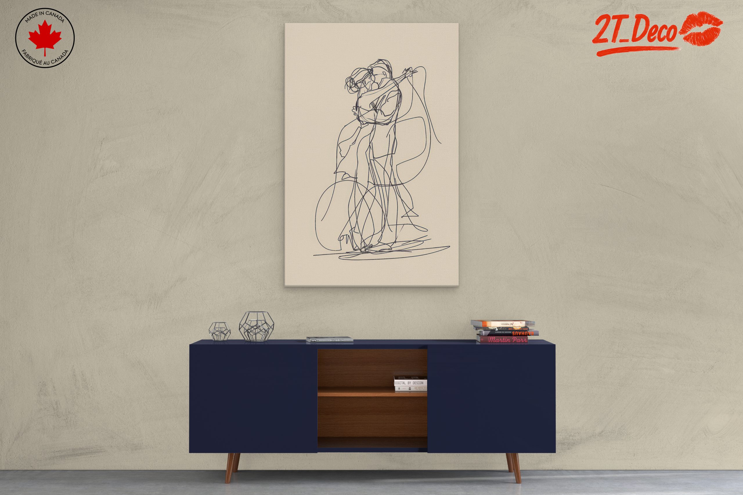 Minimalist Abstract Couple Embrace Art - Image 3