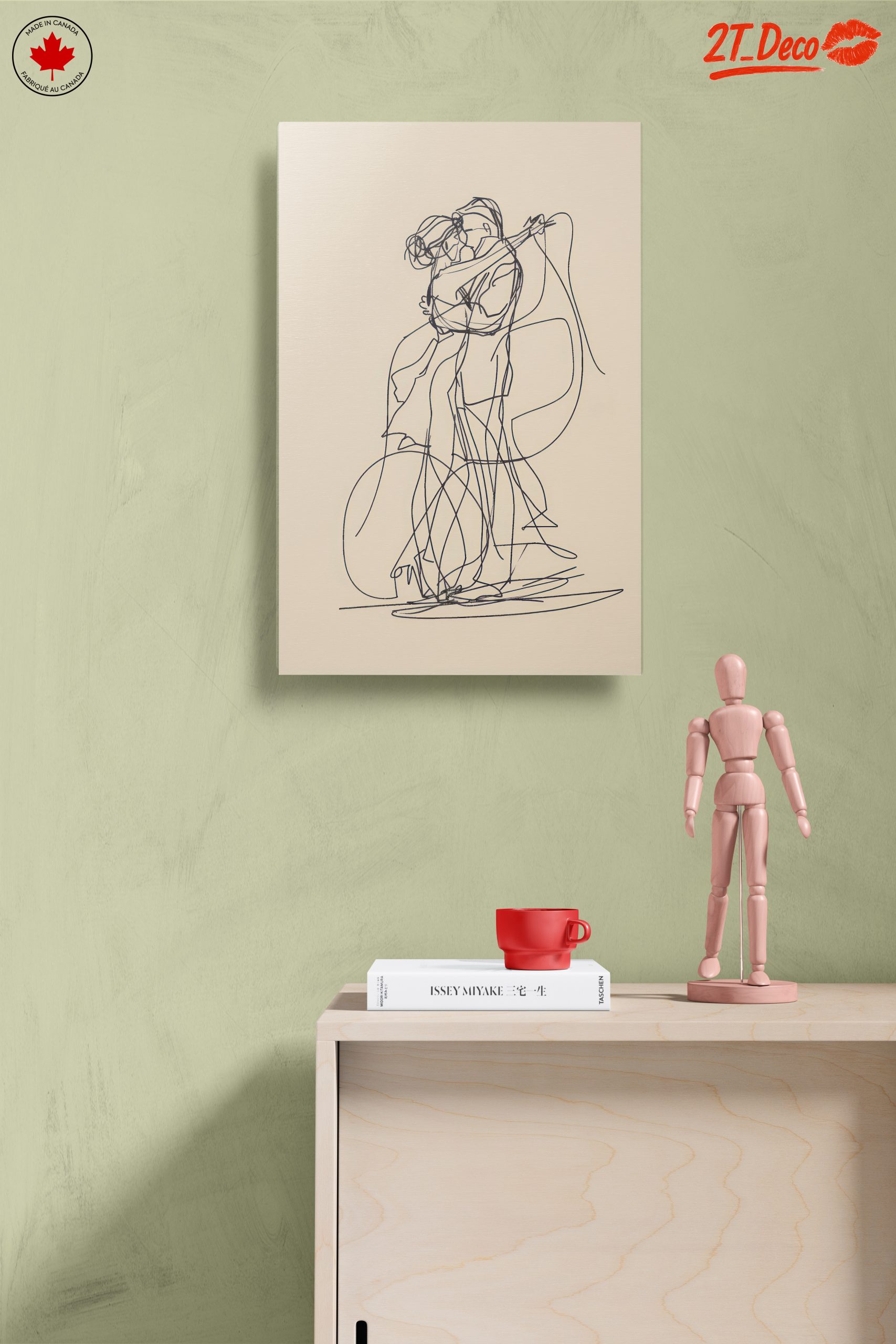 Minimalist Abstract Couple Embrace Art - Image 14