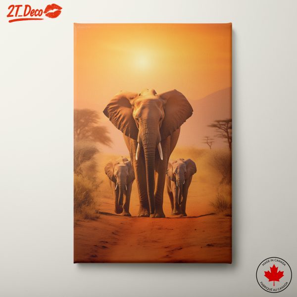 Majestic Elephants in Golden Sunset