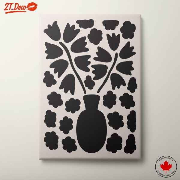 Stylized Floral Artwork with Vase