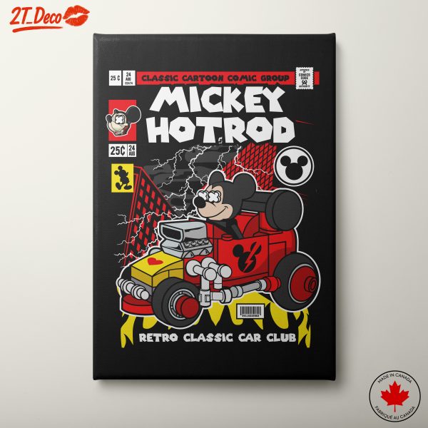 Mickey Mouse Hot Rod Cartoon Art