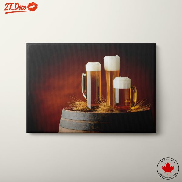 Refreshing Beer Selections on a Rustic Barrel