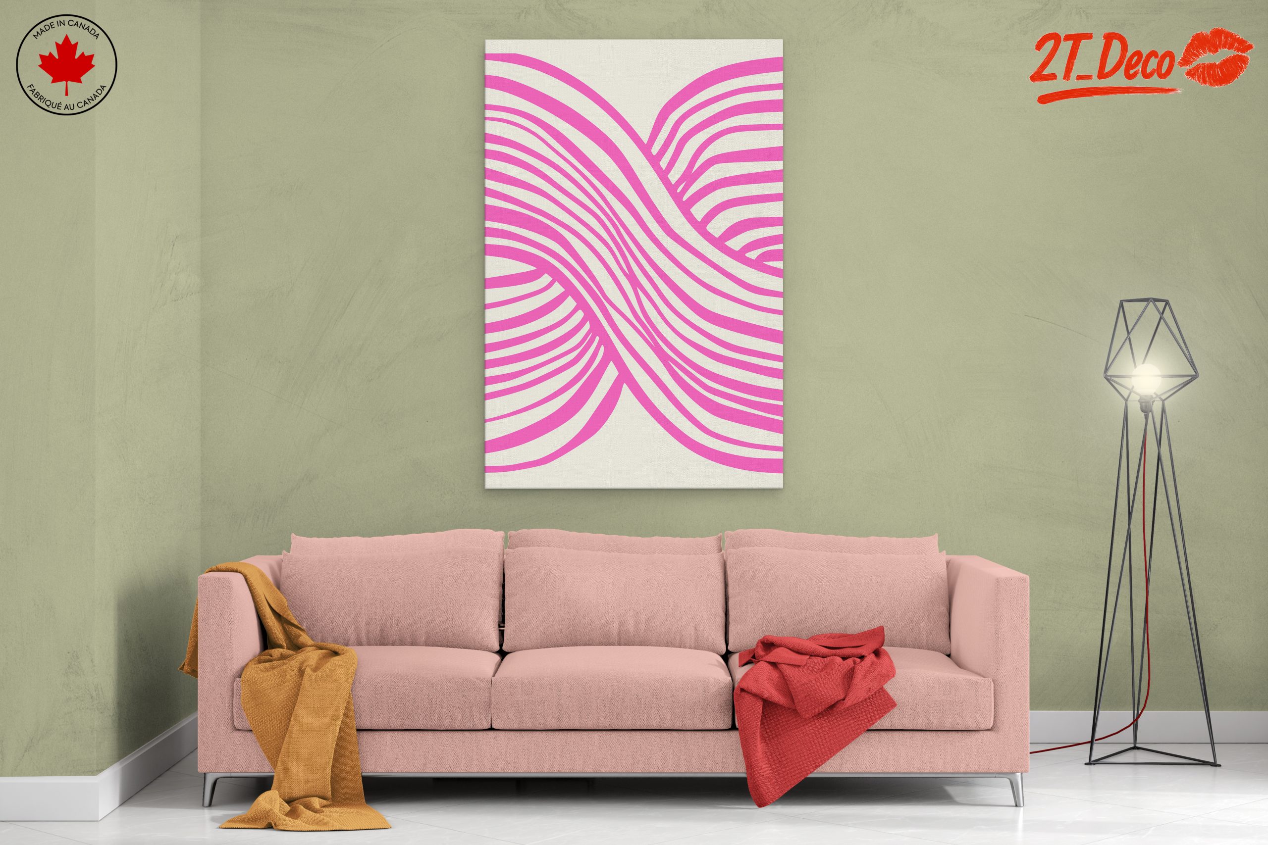 Pink Lines Abstract Art - Image 2