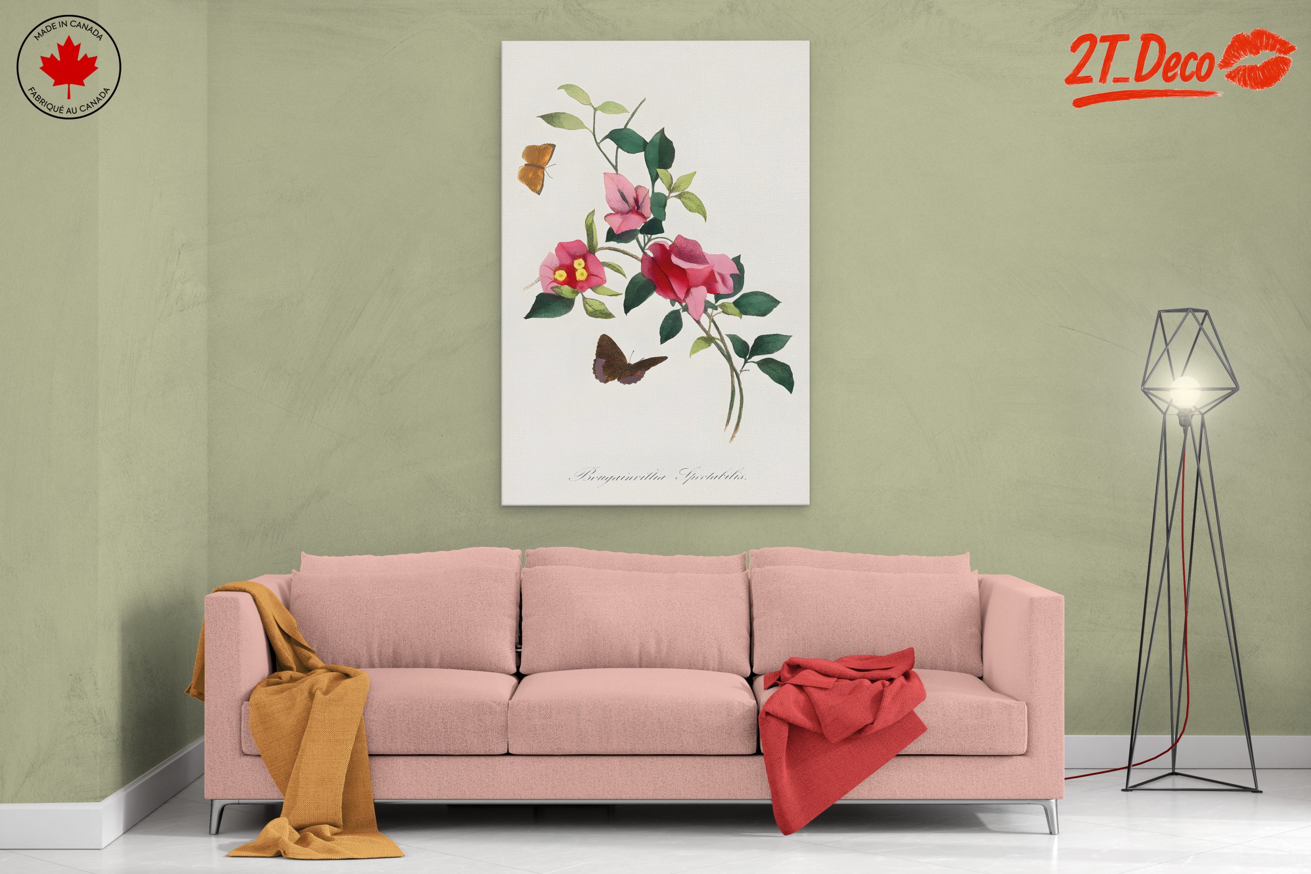 Bougainvillea Flower Art with Butterflies - Image 2